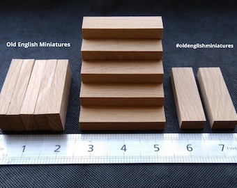 Dolls house miniature real solid light Oak stair treads, 12 pieces, contemporary dolls house stairs, dolls house garden steps, sleepers