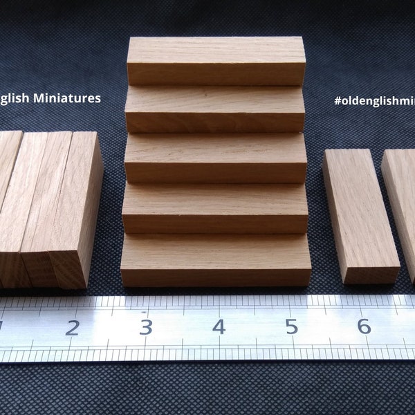 Dolls house miniature real solid light Oak stair treads, 12 pieces, contemporary dolls house stairs, dolls house garden steps, sleepers