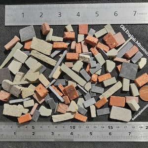 5 x 170g bags of Dolls house miniature real rubble , a mixture of real miniature slate, stone, and brick waste, Mosaics,model making, Art