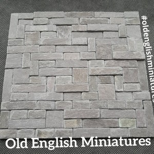 Real miniature vintage rustic slate slips for doll house flooring and walls or any miniature building projects like model making architectural models, model castle,  hand crafted and hand split using traditional age old methods by Old English Miniatures from reclaimed vintage slate over 100years old, available from my Etsy store..