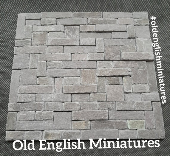 Real miniature vintage slate brick slips, cobbles over 100 years old, 100 pieces, 3 sizes, dolls house, fairy house, model making,Mosaics
