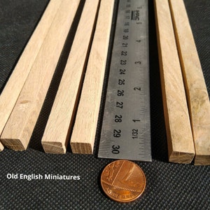 Dolls house miniature real solid oak rough sawn beams, 6 x 300mm 12"inch long pieces, dolls house Tudor, farmhouse, garden, landscape