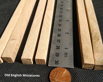 Dolls house miniature real solid oak rough sawn beams, 6 x 300mm 12"inch long pieces, dolls house Tudor, farmhouse, garden, landscape