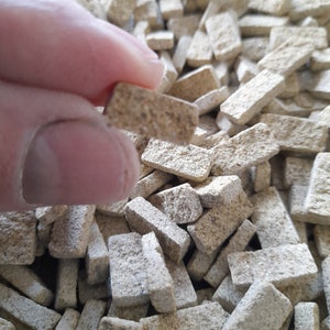 Real miniature vintage rough face Yorkshire sand stone brick slips, dolls house, fairyhouse, model making,Architectural models, mosaic, Art