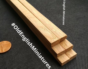 Dolls house miniature real solid vintage oak beams, 6 x 300mm 12"inch long pieces, dolls house Tudor, farmhouse, garden, landscape, crafts