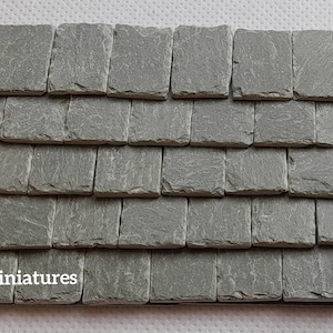 50 Real miniature tiny roofing slates,Green, hand crafted, Hand split and Hand feathered edge, colour,dolls house, fairy houses, bird house,