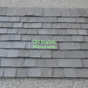 100 Real miniature roofing slates, (straight edge design) hand crafted and Hand split, including slate tile and halves, doll house roof