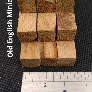 Real miniature vintage rustic oak beams, for dolls farmhouse, dolls Tudor house, dolls haunted house, miniature, Architectural model, model railway, model castle, arts and crafts, handcrafted by Old English Miniatures from reclaimed vintage oak, Size approx 9"inch/225mm long x 10mm x 10mm, each pack contains 9 pieces, available from my Etsy store, the ruler gives an idea of sizes