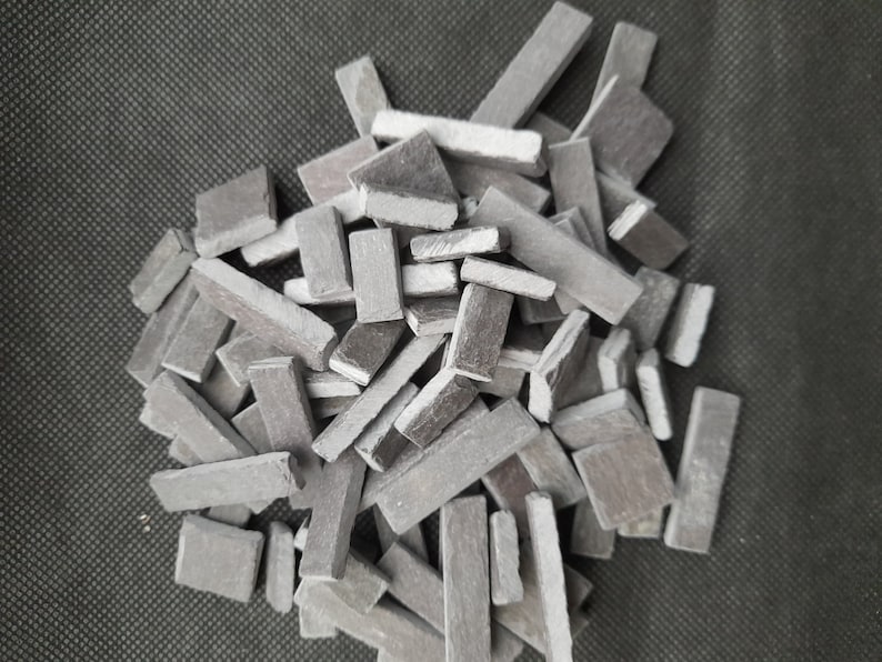 Real miniature vintage rustic slate slips for doll house flooring and walls or any miniature building projects like model making architectural models, model castle,  hand crafted and hand split using traditional age old methods by Old English Miniatures from reclaimed vintage slate over 100years old, available from my Etsy store
