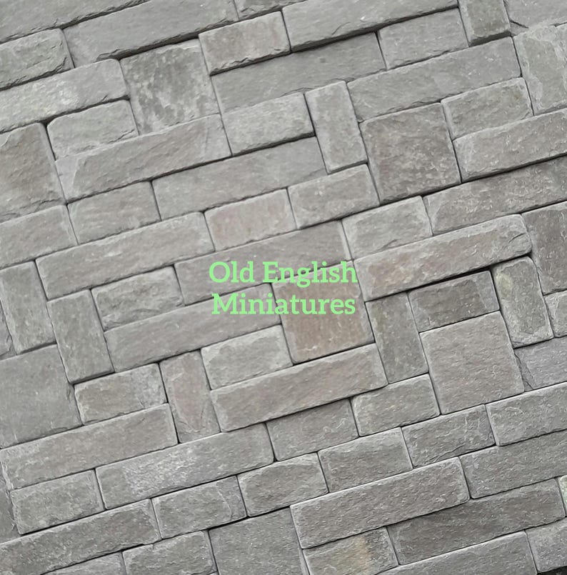 Real miniature vintage rustic slate slips for doll house flooring and walls or any miniature building projects like model making architectural models, model castle,  hand crafted and hand split using traditional age old methods by Old English Miniatures from reclaimed vintage slate over 100years old, available from my Etsy store
