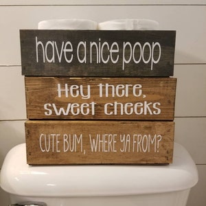 Toilet paper box, toilet paper storage, farmhouse bathroom, bathroom decor, wooden box, funny bathroom sayings