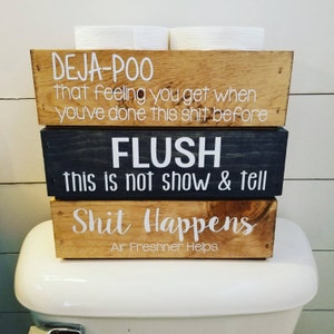 Toilet paper box, toilet paper storage, farmhouse bathroom, bathroom decor, wooden box, funny bathroom sayings