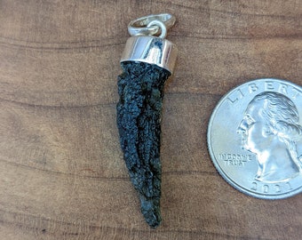 4.1g Colgante de plata esterlina de moldavita - Grado de museo - Cristal celestial, vidrio de meteorito, tectita de cristal, joyería de collar de moldavita