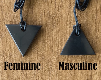 Feminine/Masculine Polished Shungite Pendant - Stone for Water Filtration, EMF Shielding, EMF and 5G Blocking