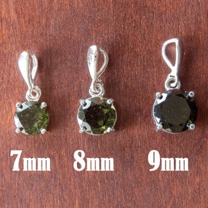 Round Faceted Moldavite Sterling Silver Pendant - Museum Grade - Moldavite Jewelry, Faceted Jewelry, Moldavite Necklace, 925 Silver