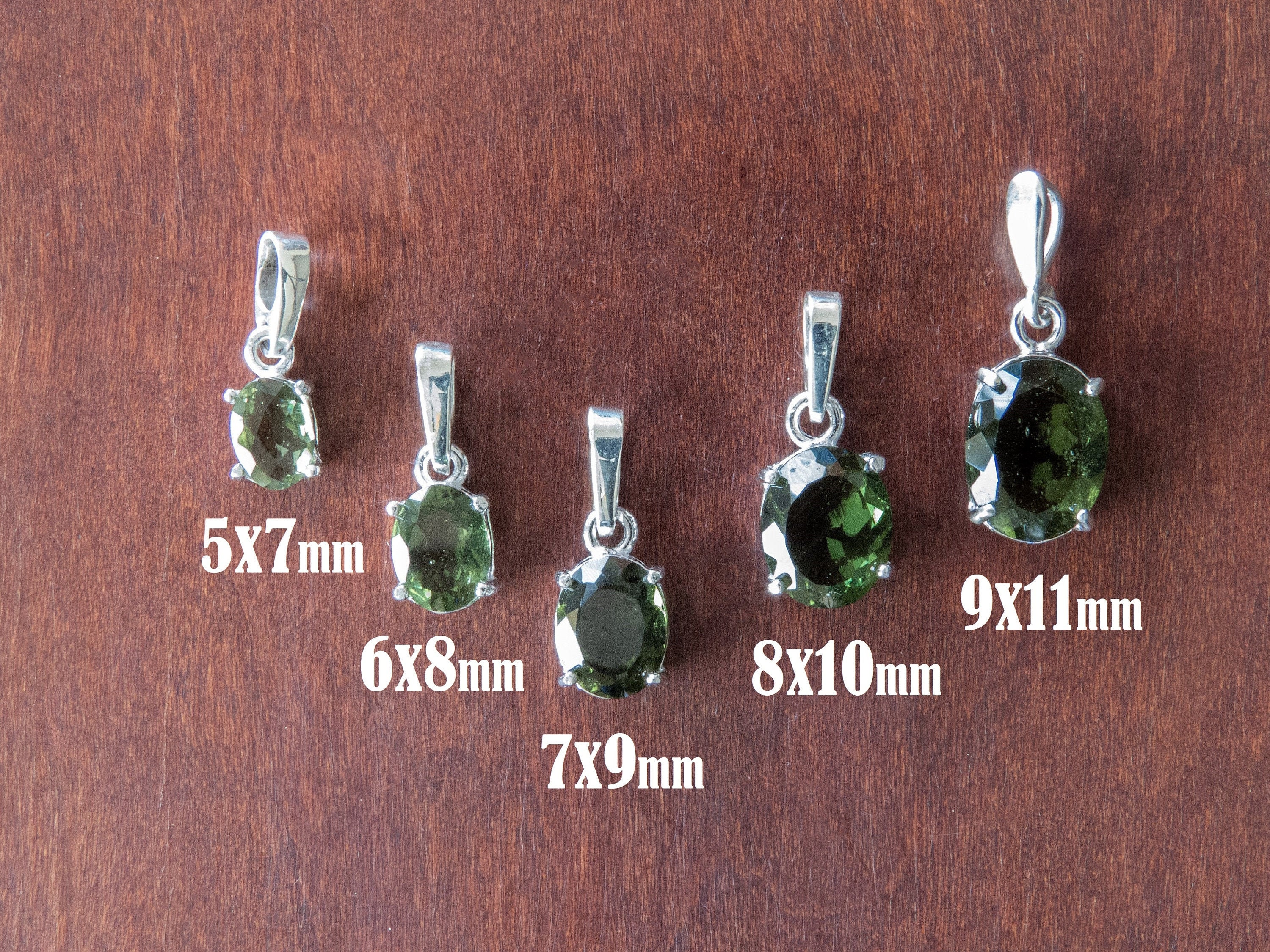 Oval Facet Moldavite Sterling Silver Pendant - Museum Grade - Moldavi…