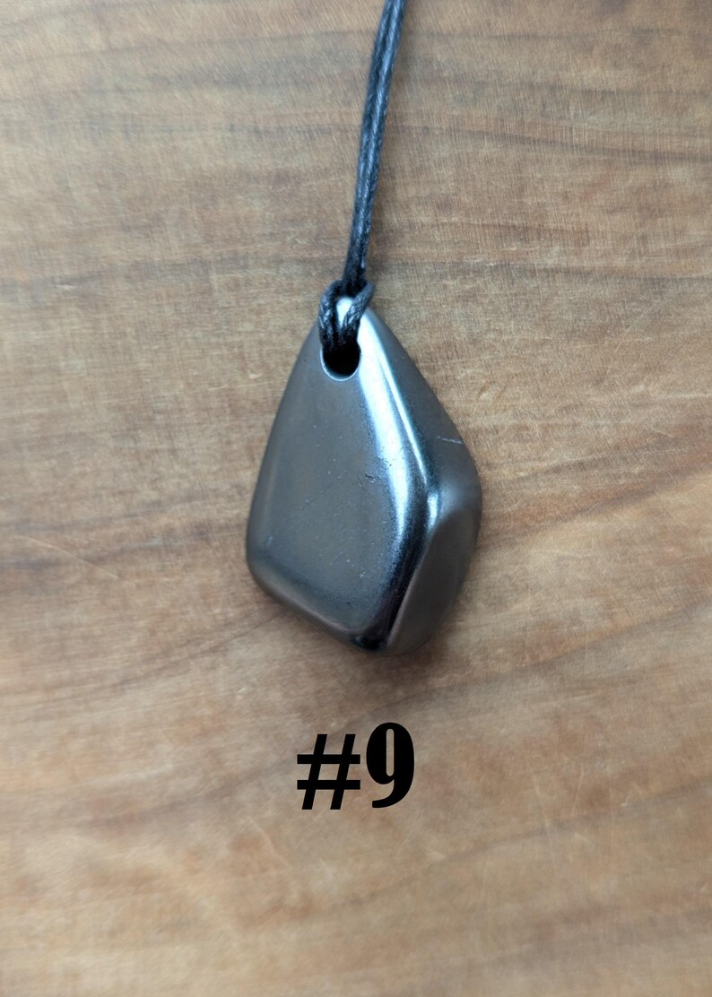 Tumbled Shungite Pendant - Necklace for EMF 5G Blocking, Shielding, & Protection; Jewelry Fullerene, Carbon-60 #9