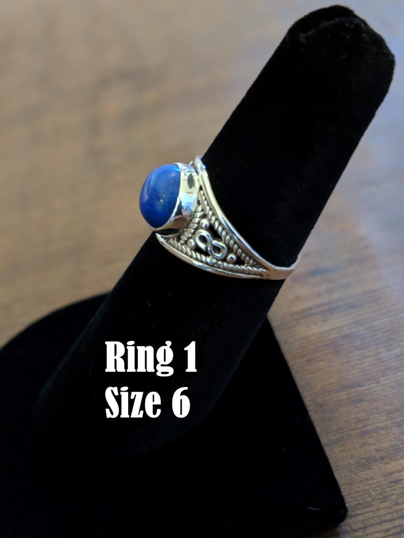 Size 6 Lapis Lazuli Silver Ring Crystal Rings Lapis Lazuli Jewelry Statement Ring Crystal Jewelry Semi-Precious Stone