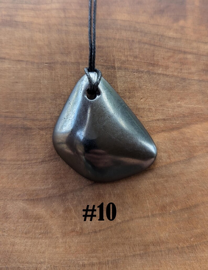 Tumbled Shungite Pendant - Necklace for EMF 5G Blocking, Shielding, & Protection; Jewelry Fullerene, Carbon-60 #10