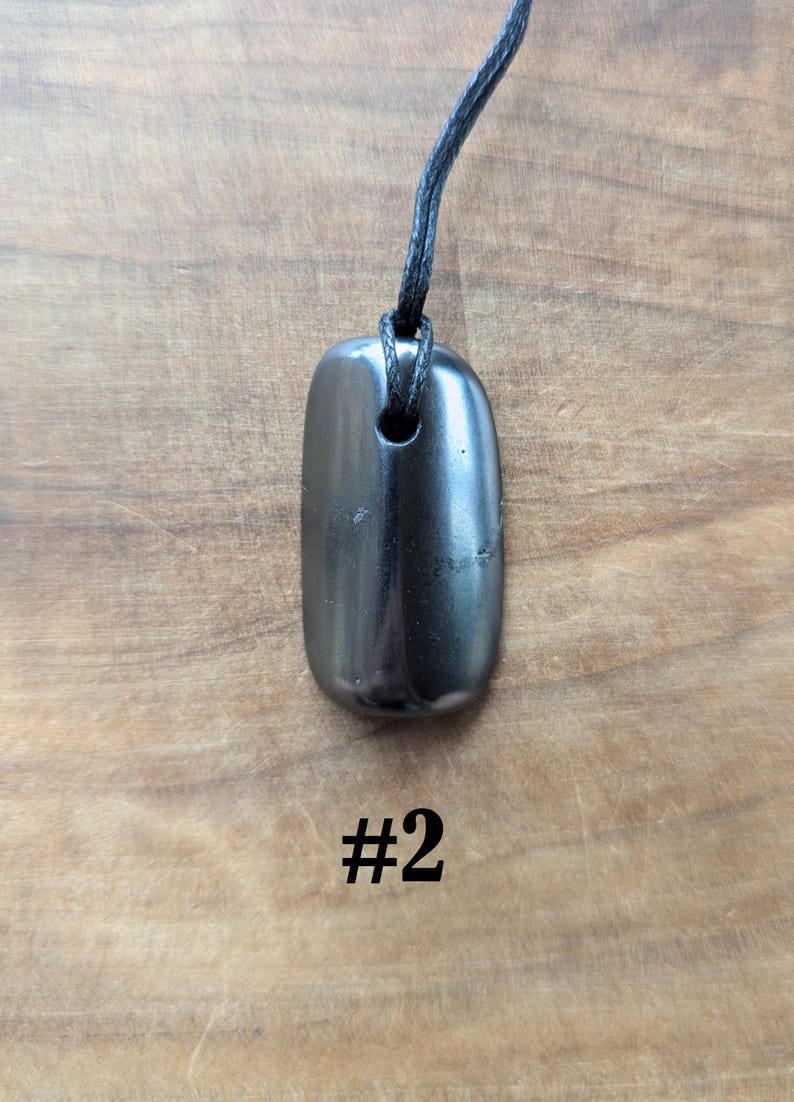 Tumbled Shungite Pendant - Necklace for EMF 5G Blocking, Shielding, & Protection; Jewelry Fullerene, Carbon-60 #2