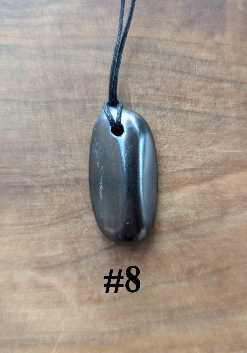Tumbled Shungite Pendant - Necklace for EMF 5G Blocking, Shielding, & Protection; Jewelry Fullerene, Carbon-60 #8