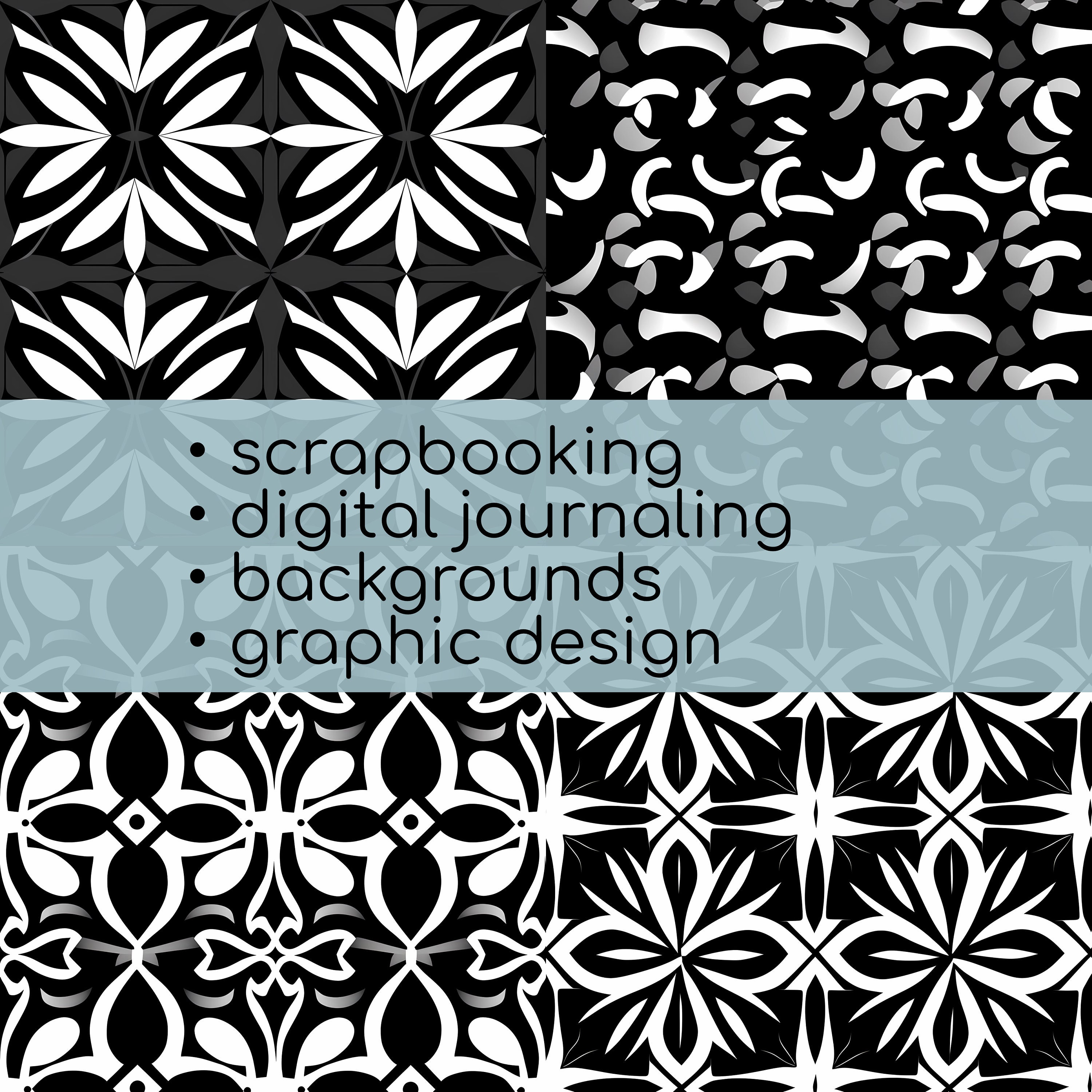 Black and White PRINTABLE Backgrounds Digital Paper Download 20 ...