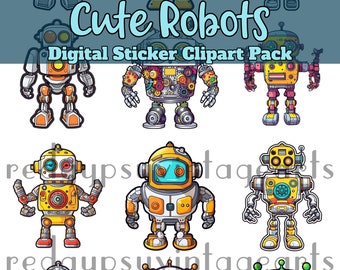 ML Colorful Robot Stickers, Stickers for Children, Robots, Gears, Card  Making, Scrapbook Stickers, Paper Craft, Gift Tags, Craft Supplies 