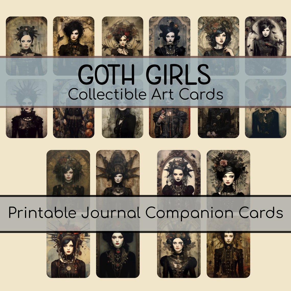 Goth Girls Art Cards DIGITAL Printable Junk Journal Add on - Etsy