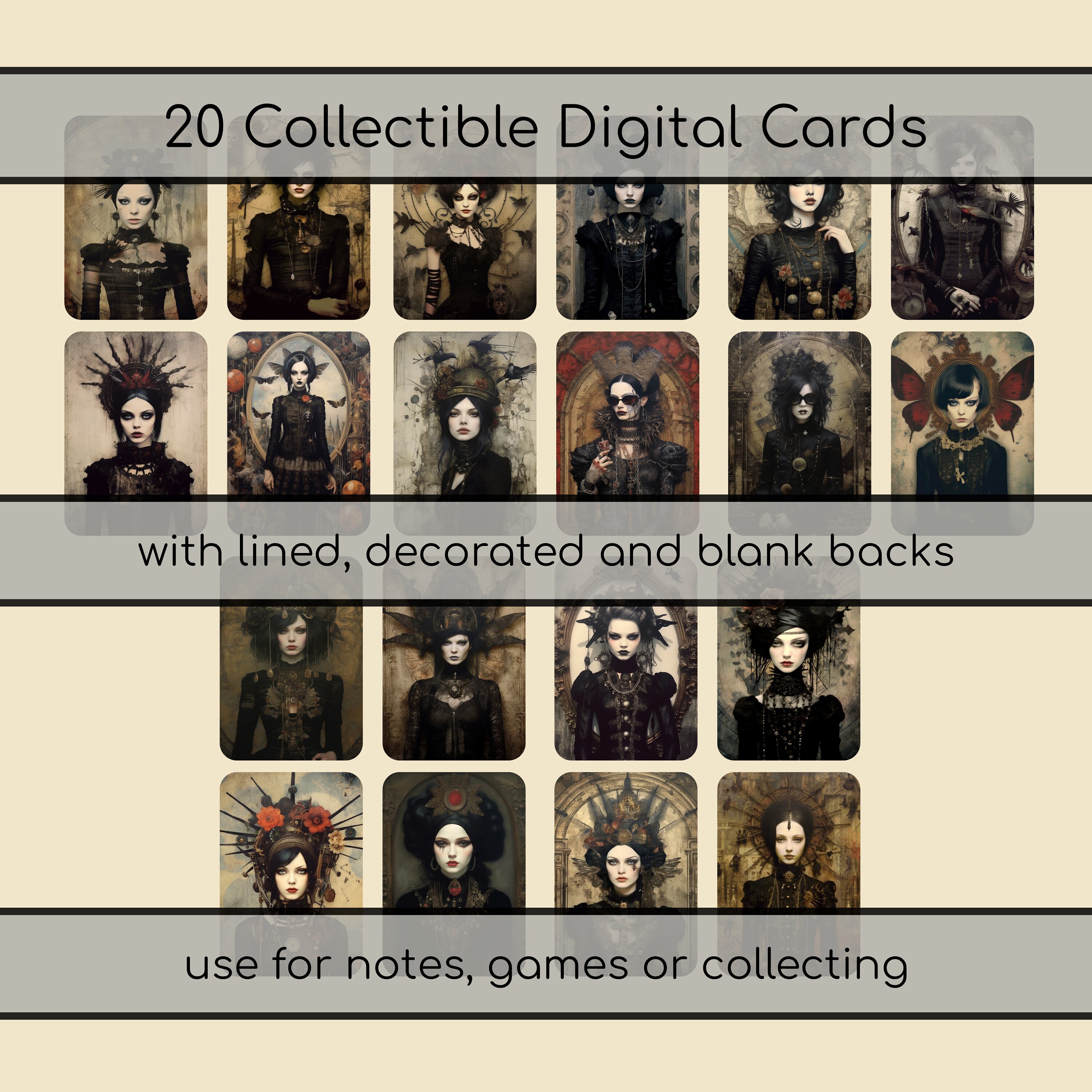 Goth Girls Art Cards DIGITAL Printable Junk Journal Add on - Etsy