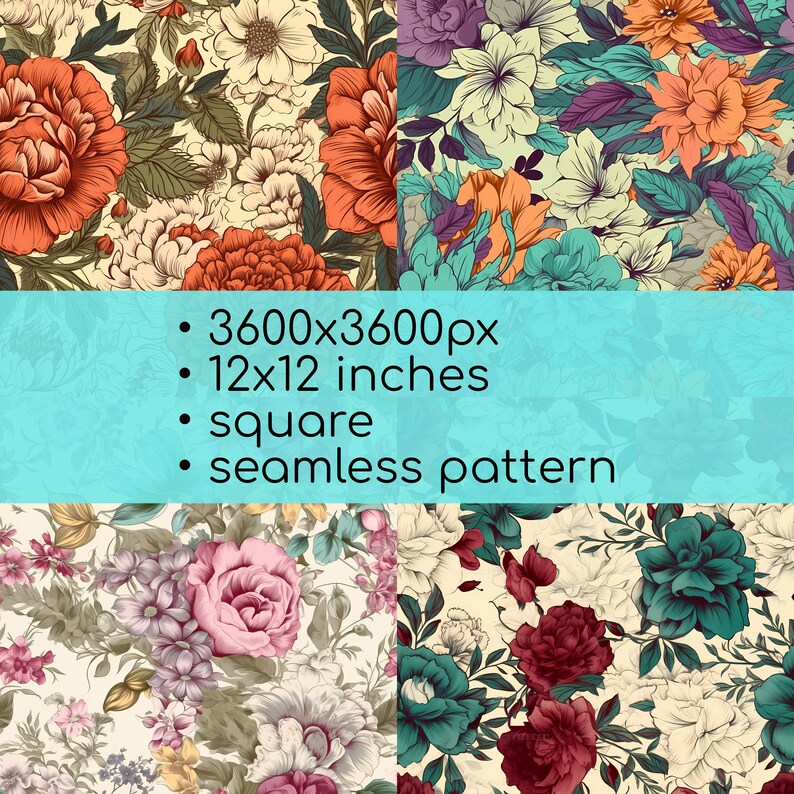 Floral Decoupage Paper DIGITAL DOWNLOAD Art 20 Seamless Etsy