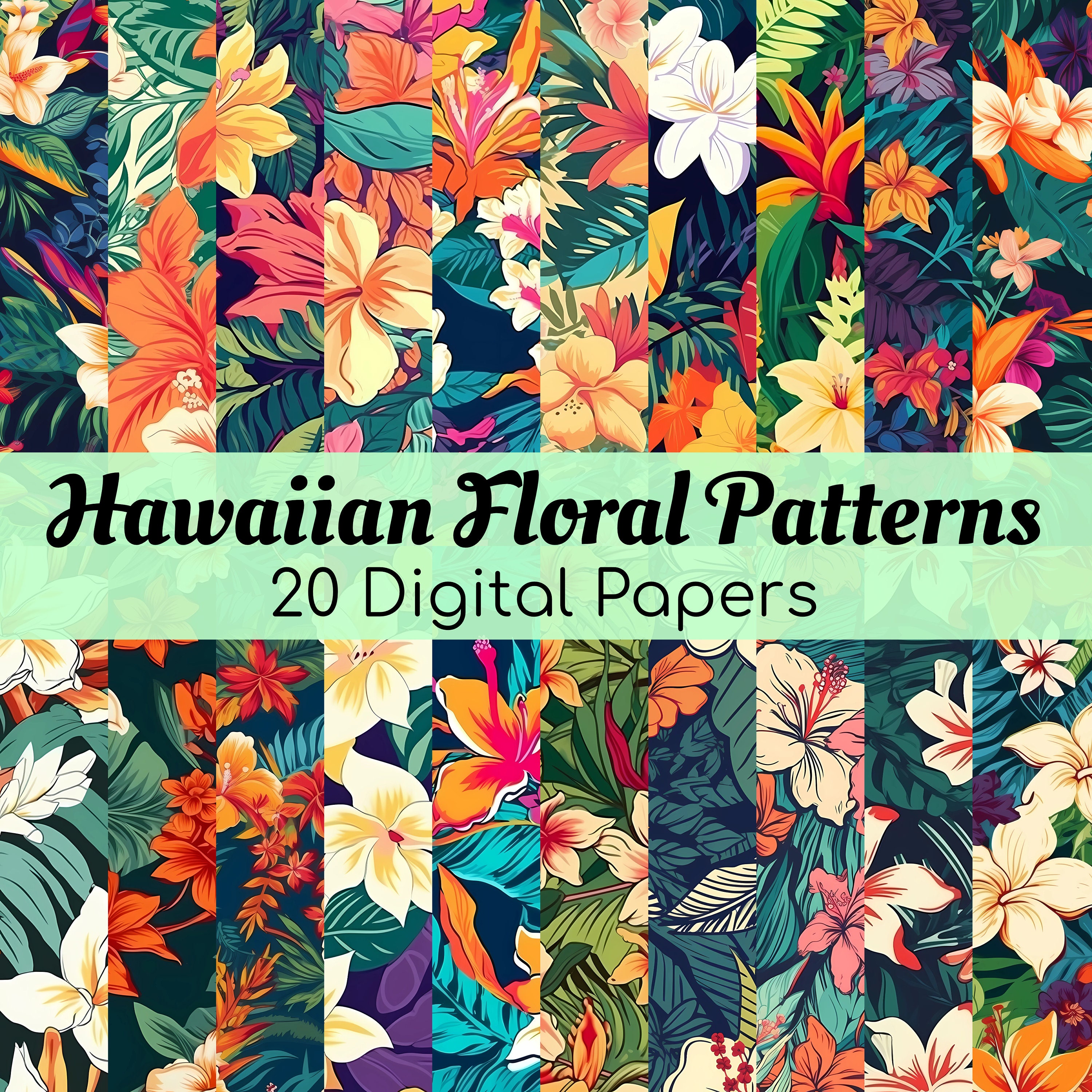 Hawaiian Floral PRINTABLE PNG Background Tropical Flowers - Etsy