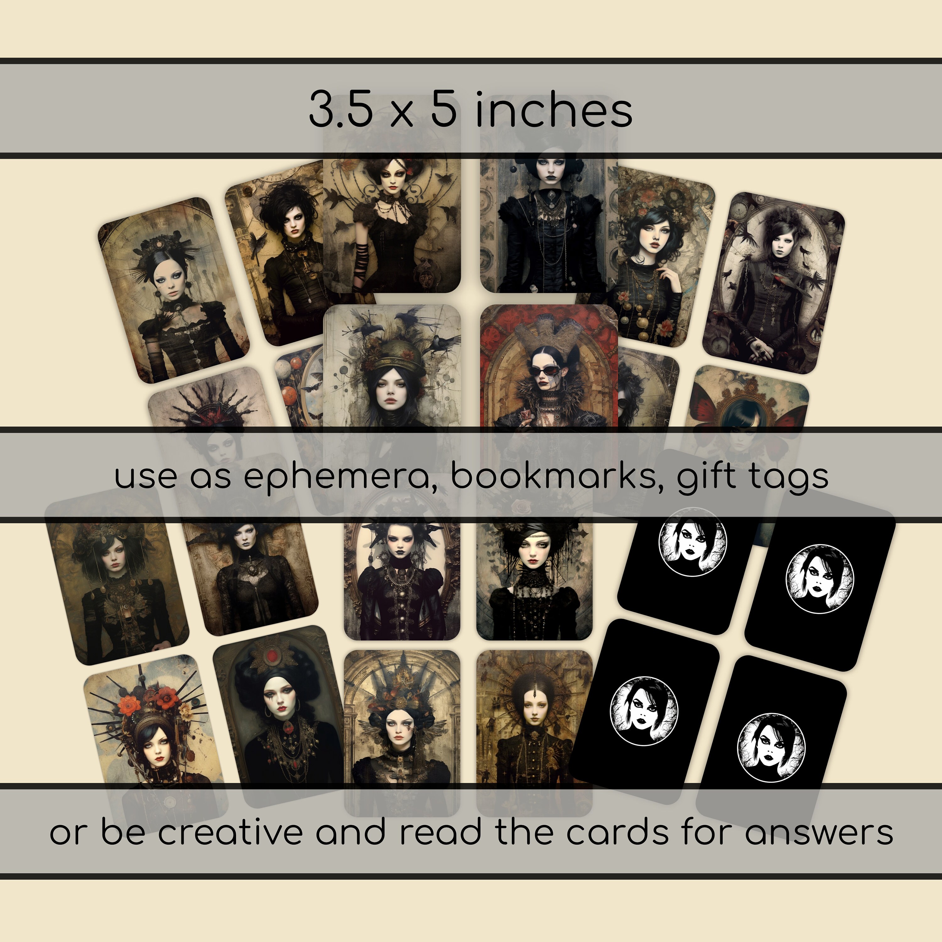 Goth Girls Art Cards DIGITAL Printable Junk Journal Add on - Etsy