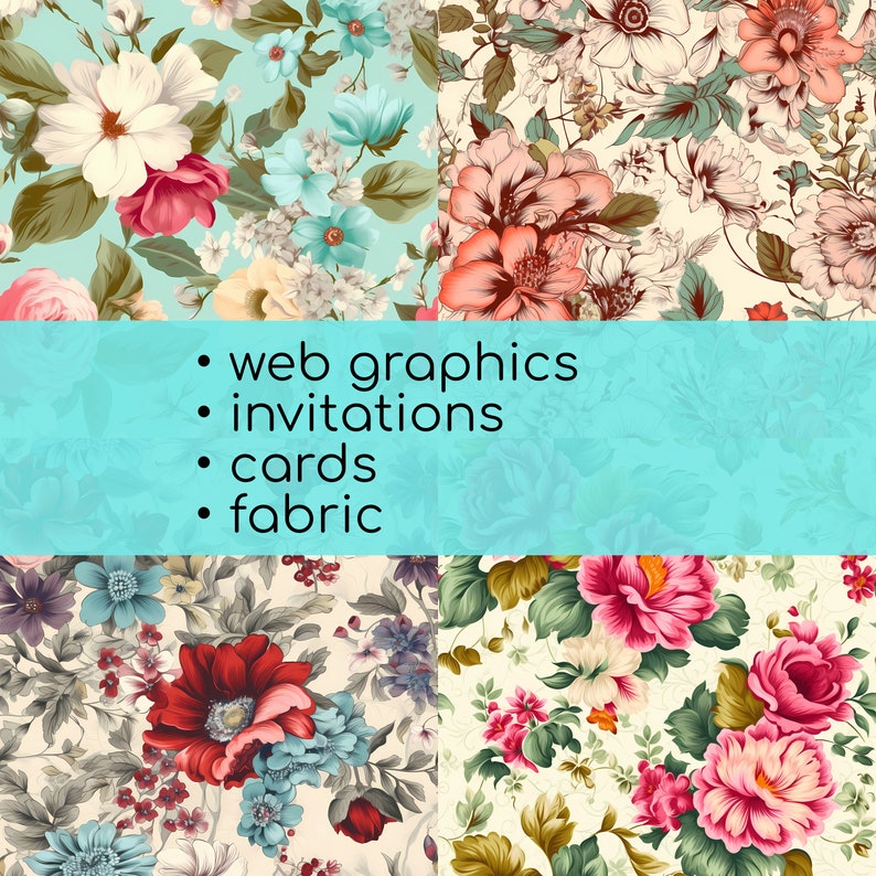 Floral Decoupage Paper DIGITAL DOWNLOAD Art 20 Seamless Etsy