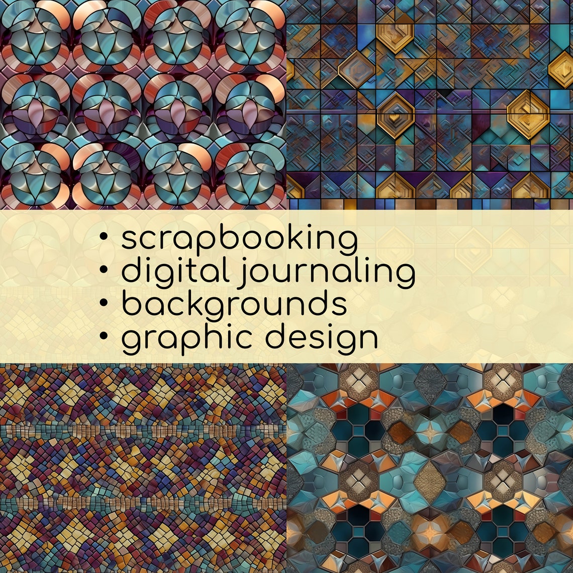 Mosaic Tiles Textures DIGITAL Paper Printable PNG Background - Etsy