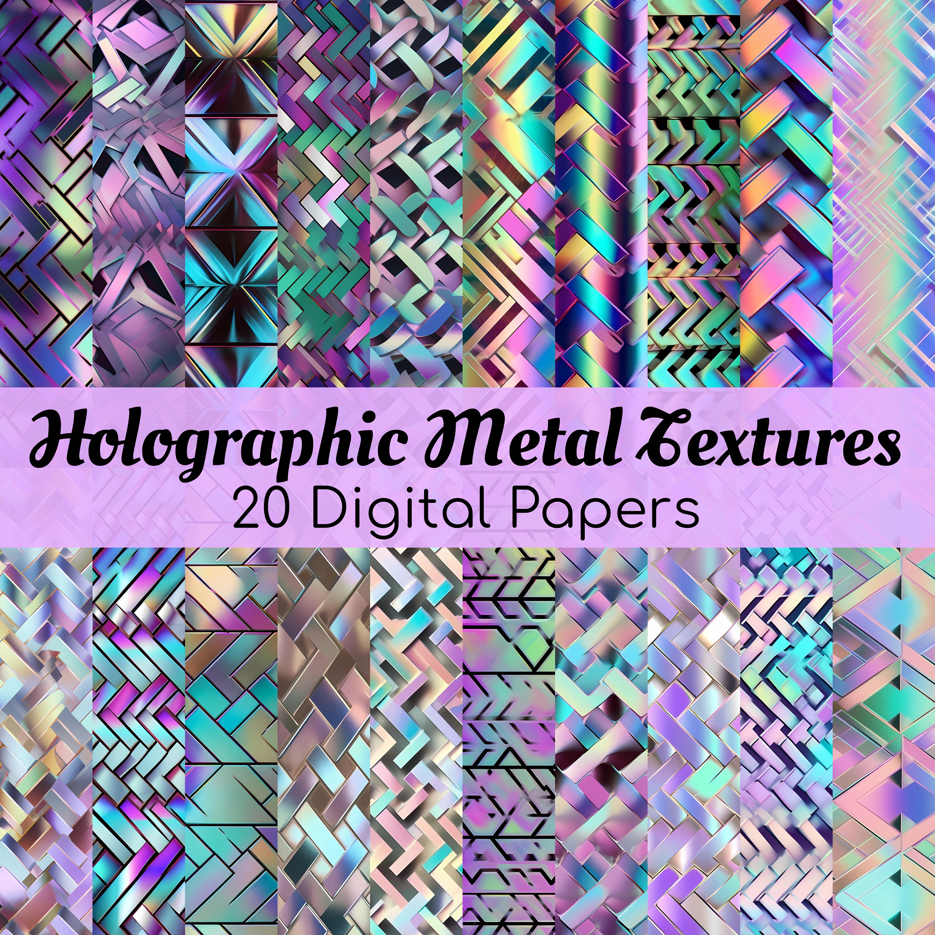 Holographic Metal Textures DIGITAL Paper Printable Colorful - Etsy