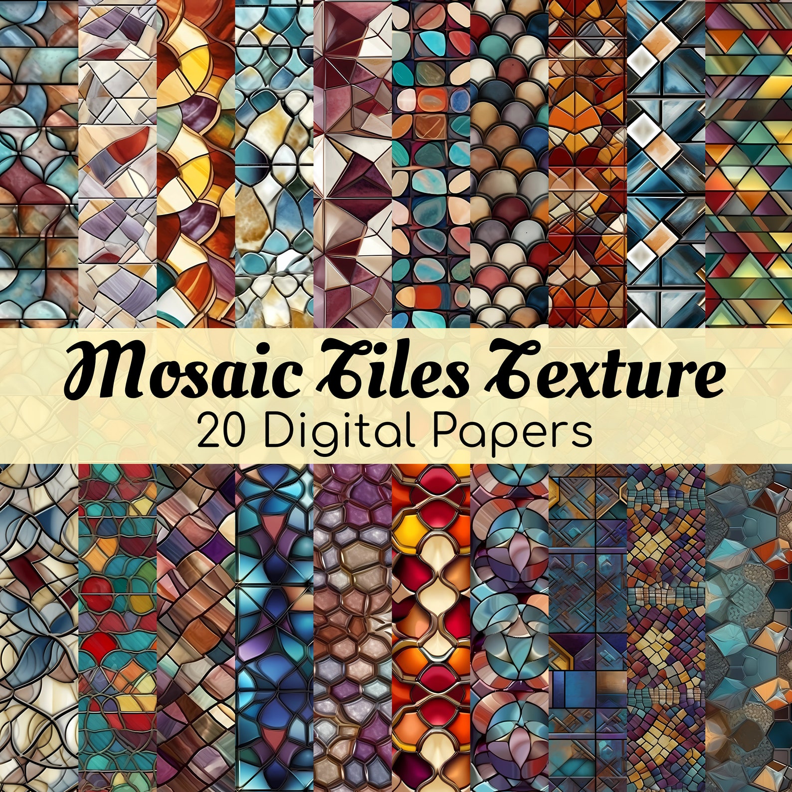 Mosaic Tiles Textures DIGITAL Paper Printable PNG Background - Etsy