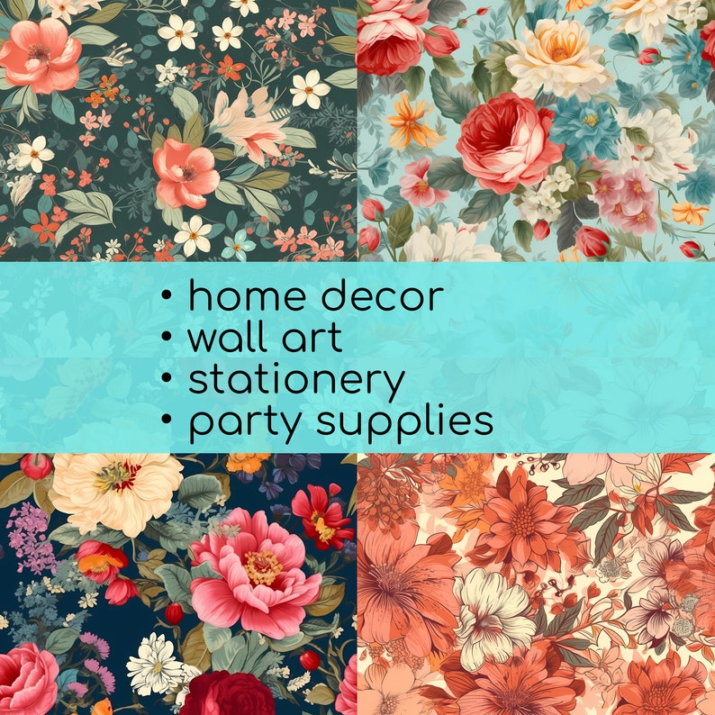Floral Decoupage Paper DIGITAL DOWNLOAD Art 20 Seamless Etsy