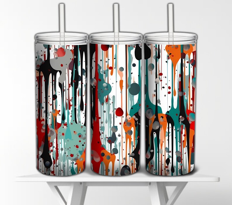 Paint Splatter 3d Tumbler Wrap PRINTABLE Illusion Splattered Etsy