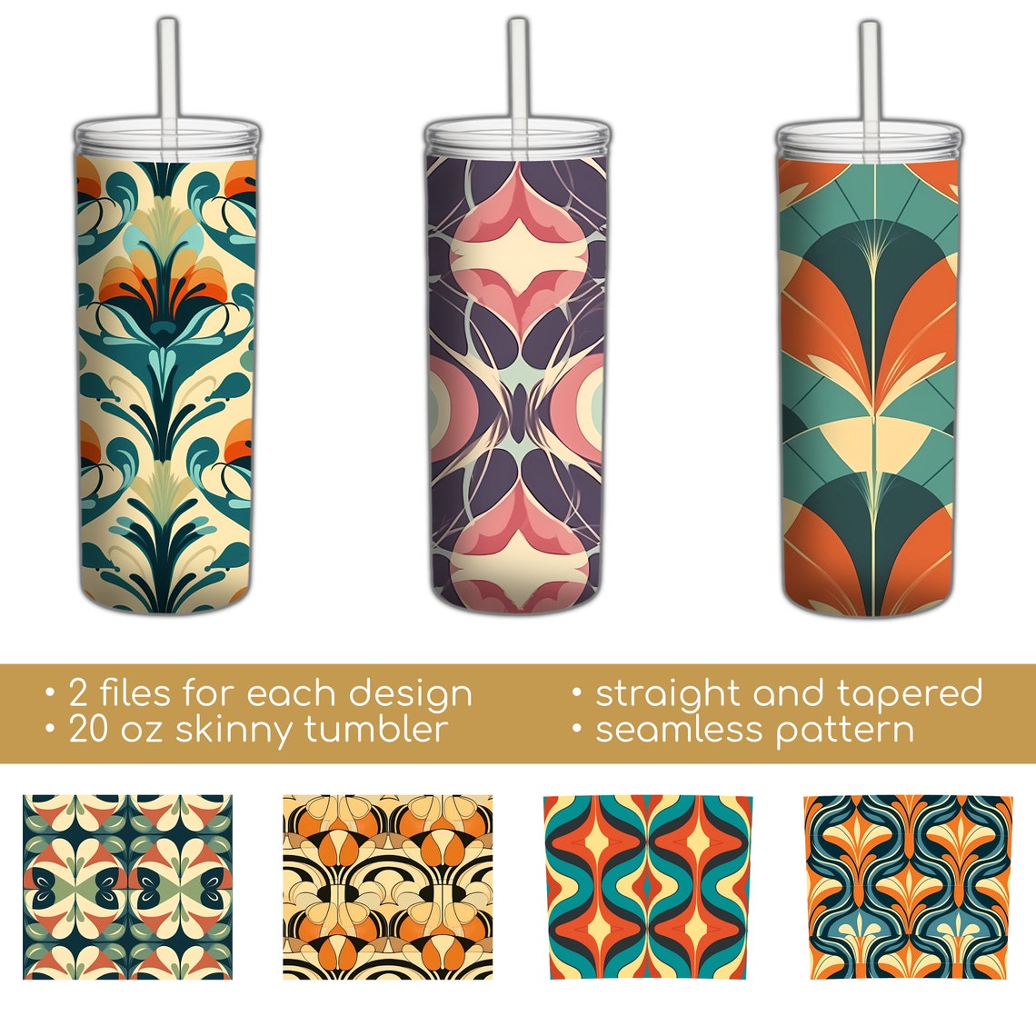 20 Tumbler Wraps Bundle Retro Wallpaper Patterns PRINTABLE - Etsy