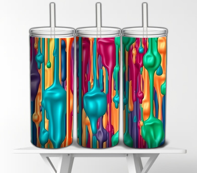 Rainbow Melted Candle Wax 3d Tumbler Wrap PRINTABLE Illusion Etsy
