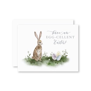 Have an Egg-cellent Easter Watercolor Card, Easter Card, Watercolor Bunny Card, Watercolor Easter Card