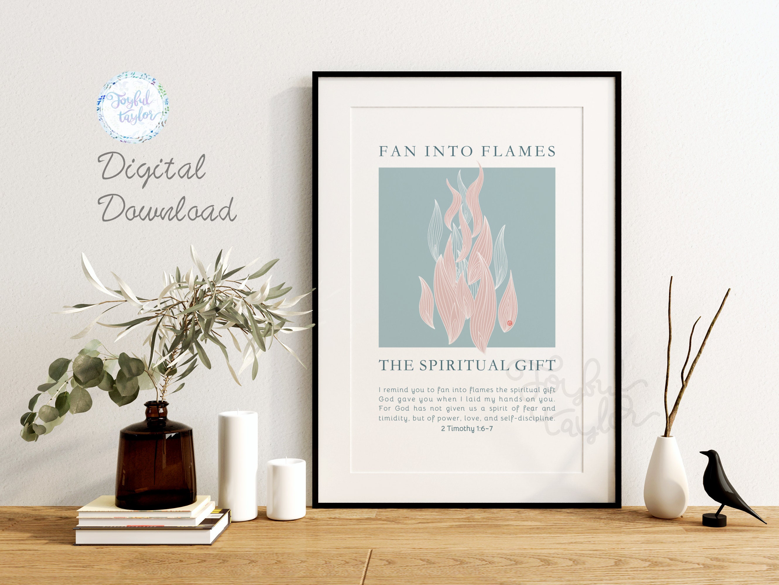 Fan Into Flames the Spiritual Gift | 2 Timothy 1:6~7 | Line Art