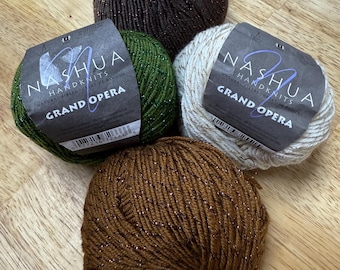 Bulk Sale Nashua Hand Knits DK - Grand Opera DISCONTINUED - Colors - Golden Cream, Grass Green, Dark Taupe, Warm Brown CT