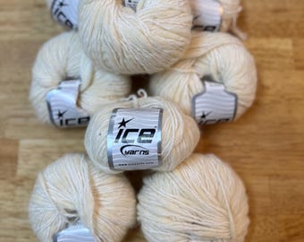 Ice Yarns Candy - Wool, Mohair, Acrylic - White-Worsted textured yarn -(bulk purchase also available see other listing)
