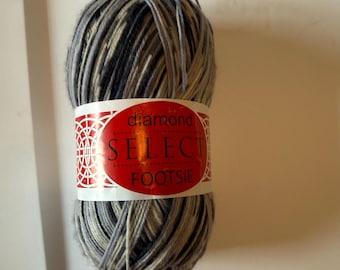 50% off - Diamond Select Footsie Sock Yarn  - blue, black, gray, white.