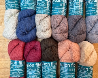 50% off now only 10 dollars -Expression Fiber Arts Sea Coast Fingering - Pima Cotton, Baby Alpaca, Polyamide Fingering -  Choose Color - CT