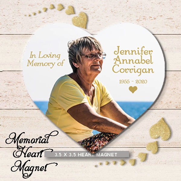 Memorial Heart Magnet - Photo Memory Magnets. Guest Mailing Service forZoom Memorial, Memorial keepsake, In loving Memory, Memorial Photo