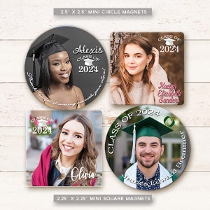 Magnet, Graduation Photo Favors, Class of 2024 Photo Favors, Thank You Bulk Favors - Mini Photo Favor Magnets -2.25"x2.25", Thank you Favors