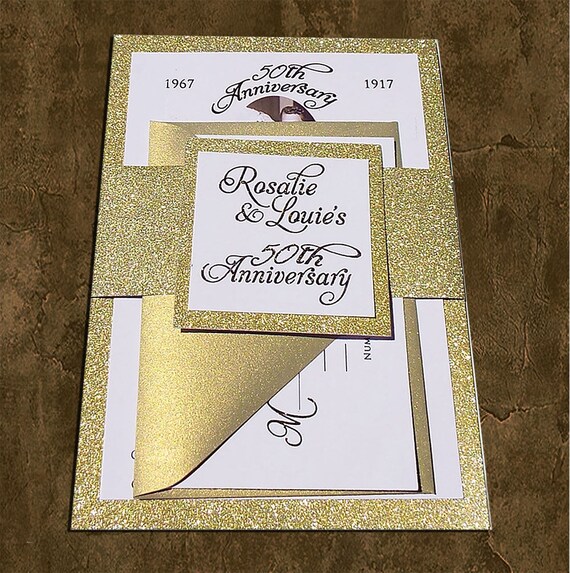50th Gold Foil Anniversary Invitations 50th Wedding Etsy