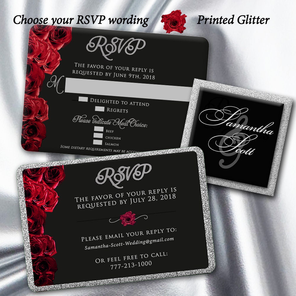 Red Black Invitation Red Rose Invitation Black and Red Etsy Red Black Invitation Red Rose Invitation Black and Red Etsy